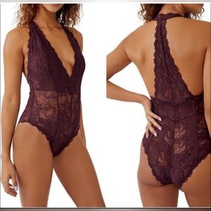 NWT Free PeopleEveryday Lace Bodysuit Plum Jam